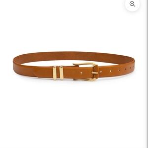 Sancia Classic Brown Tan Leather Women's Belt with Gold Buckle De Vives